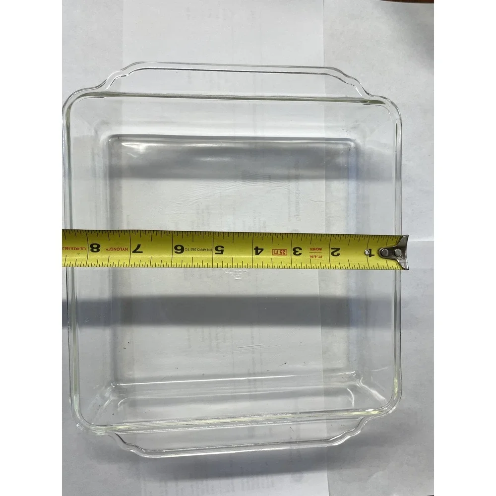 Vintage Fire-King 8x8 Clear Glass Square Baking Dish Casserole Pan Made in USA